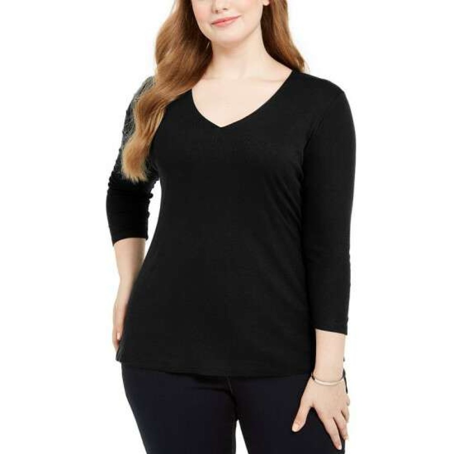 Women INC International Concepts | Best Sale Inc International Concepts Plus Size Ribbed V-Neck Top, Created For Macy'S Perfect Plum