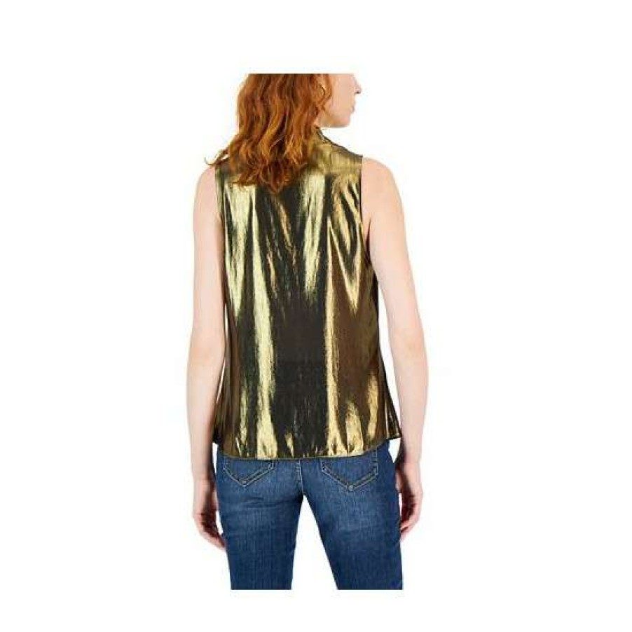 Women INC International Concepts | Best Sale Inc International Concepts Women'S Metallic Cowlneck Sleeveless Top, Created For Macy'S Gold