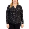 Women INC International Concepts | Flash Sale Inc International Concepts Plus Size Printed Zip-Pocket Top, Created For Macy'S Riley Ditsy Floral