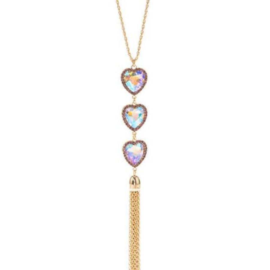 Jewelry & Watches INC International Concepts | Best Deal Inc International Concepts Gold-Tone Crystal Heart Halo & Chain Tassel Long Lariat Necklace, 32 + 3 Extender, Created For Macy'S Pink