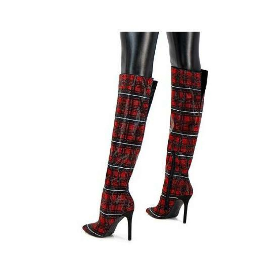 Shoes INC International Concepts | Hot Sale Inc International Concepts Saveria Over-The-Knee Boots, Created For Macy'S Red Plaid