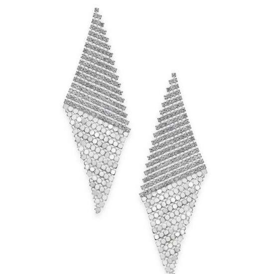 Jewelry & Watches INC International Concepts | Wholesale Inc International Concepts Tone Pave Triangular Mesh Statement Earrings, Created For Macy'S Silver