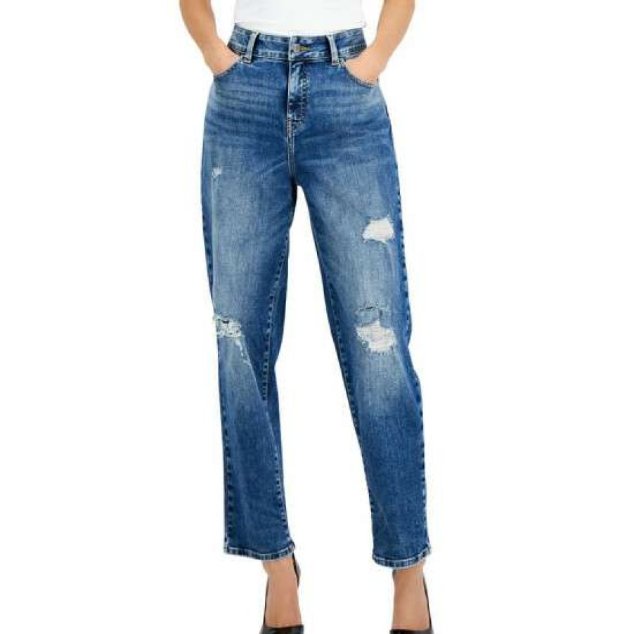 Women INC International Concepts | Hot Sale Inc International Concepts Petite Rip & Repair Boyfriend Jeans, Created For Macy'S Medium Indigo