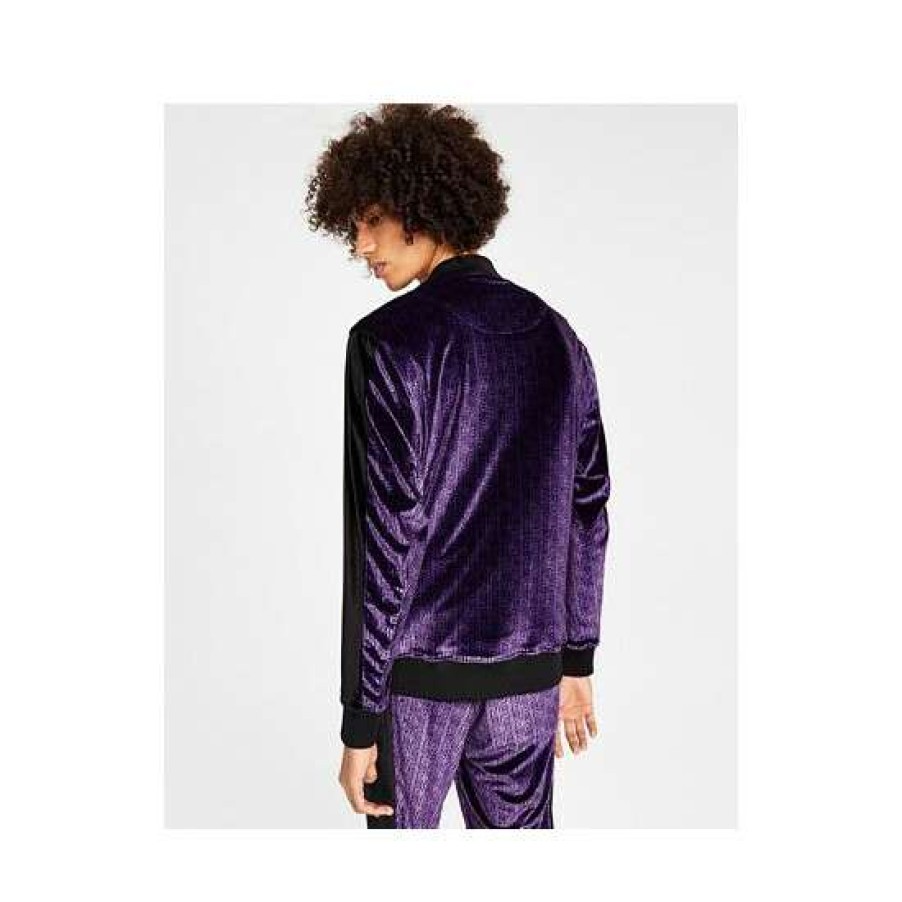 Men INC International Concepts | Deals Inc International Concepts Men'S Gemini Classic-Fit Geometric Full-Zip Velour Tracksuit Jacket, Created For Macy'S Deep Purple