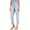 Women INC International Concepts | Deals Inc International Concepts Women'S High Rise Studded Cropped Mom Jeans, Created For Macy'S Light Indigo