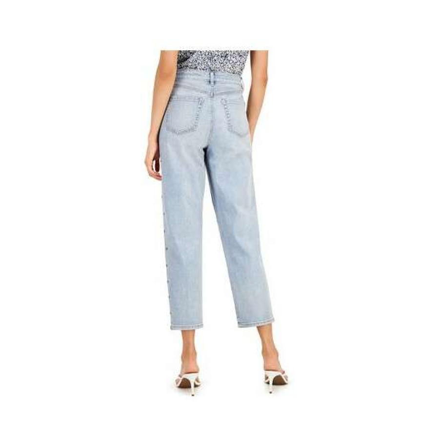 Women INC International Concepts | Deals Inc International Concepts Women'S High Rise Studded Cropped Mom Jeans, Created For Macy'S Light Indigo