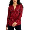 Women INC International Concepts | Deals Inc International Concepts Women'S Printed Zip-Pocket Top, Created For Macy'S Chantal Cheetah