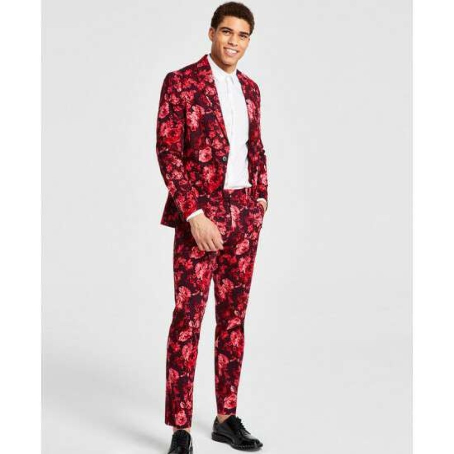 Men INC International Concepts | New Inc International Concepts Men'S Roscoe Slim-Fit Floral-Print Suit Jacket, Created For Macy'S Cut Ruby