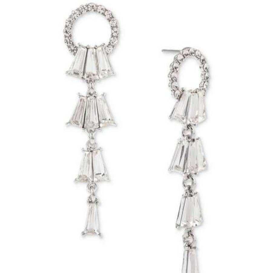 Jewelry & Watches INC International Concepts | Best Reviews Of Inc International Concepts Tone Mixed Crystal Geometric Linear Drop Earrings, Created For Macy'S Silver