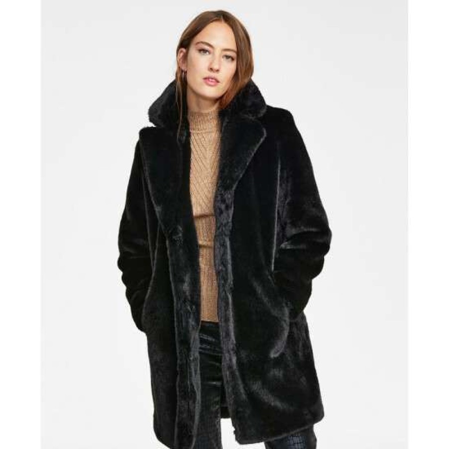 Men INC International Concepts | Cheap Inc International Concepts Women'S Long Faux-Fur Chubby Coat, Created For Macy'S Deep Black