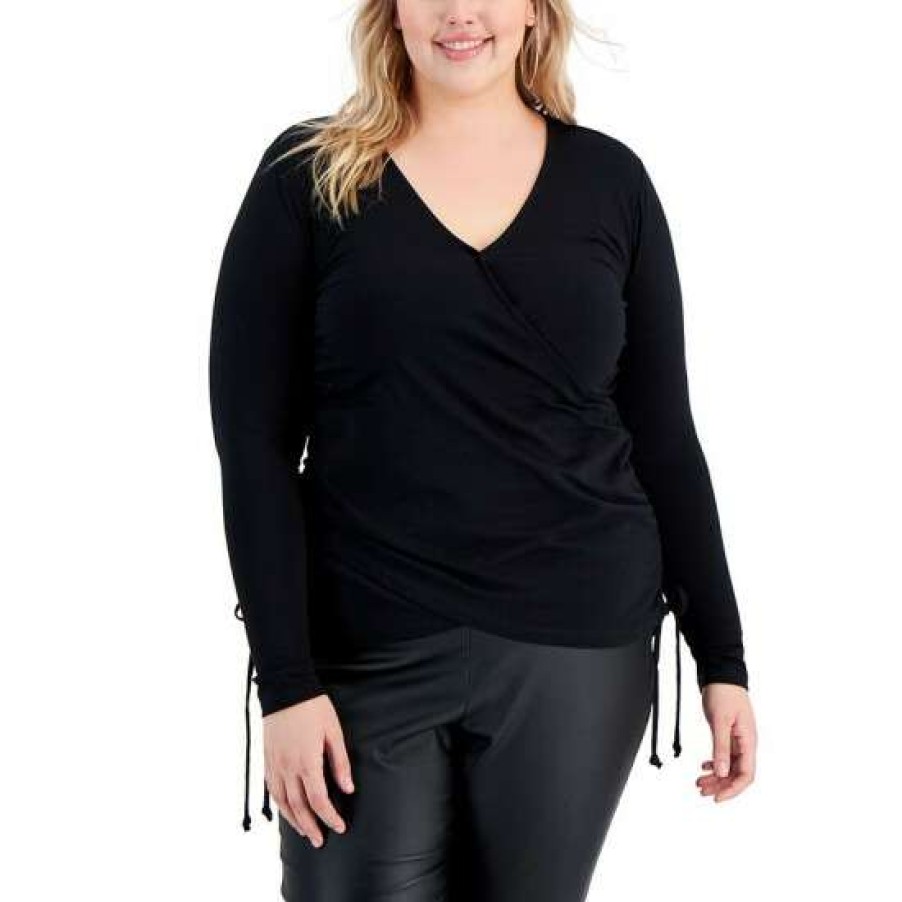 Women INC International Concepts | Best Reviews Of Inc International Concepts Plus Size Side-Ruched Top, Created For Macy'S Deep Black