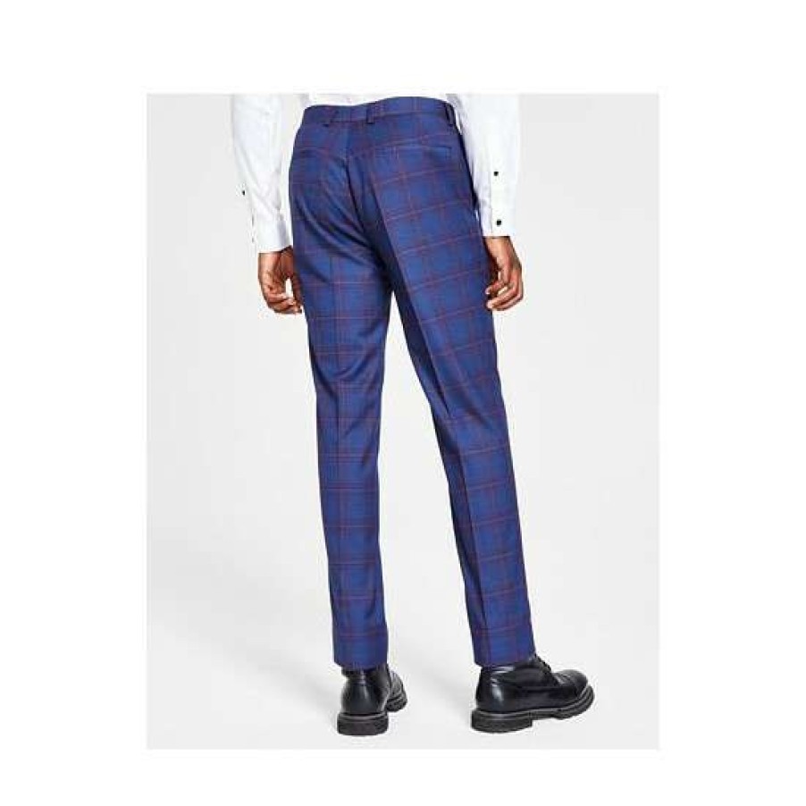 Men INC International Concepts | Best Pirce Inc International Concepts Men'S Sean Slim Fit Plaid Pants, Created For Macy'S Basic Navy