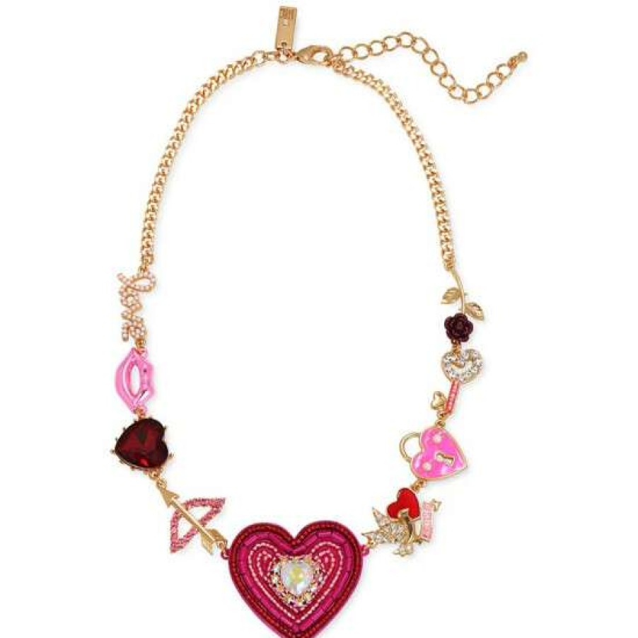 Jewelry & Watches INC International Concepts | Promo Inc International Concepts Gold-Tone Mixed Stone & Bead Heart Statement Necklace, 17 + 3 Extender, Created For Macy'S Multi