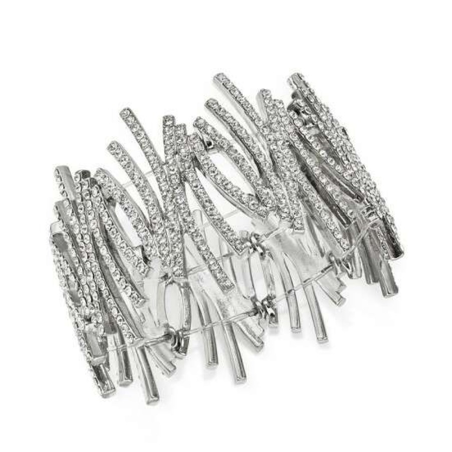 Jewelry & Watches INC International Concepts | Best Sale Inc International Concepts Crystal Zig-Zag Stretch Bracelet, Created For Macy'S Silver