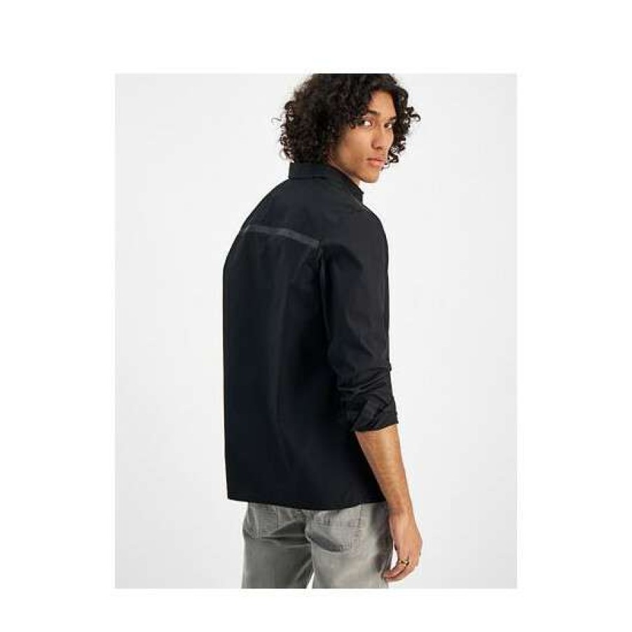 Men INC International Concepts | Brand New Inc International Concepts I.N.C. International Concepts Men'S Regular-Fit Shirt With Faux-Leather Trim, Created For Macy'S