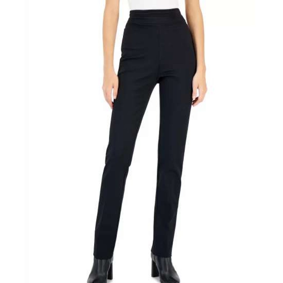 Women INC International Concepts | Budget Inc International Concepts Women'S Ruched-Waistband Straight-Leg Ponte-Knit Pants, Created For Macy'S