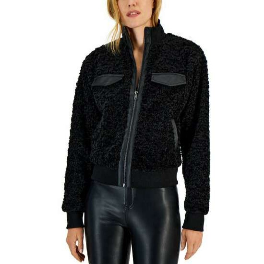 Women INC International Concepts | Best Sale Inc International Concepts Women'S Faux-Fur Jacket, Created For Macy'S Deep Black